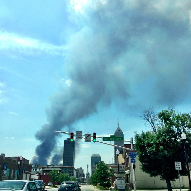 Warehouse fire on the west side of downtown